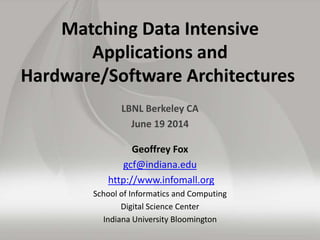 Matching Data Intensive Applications and Hardware/Software ...