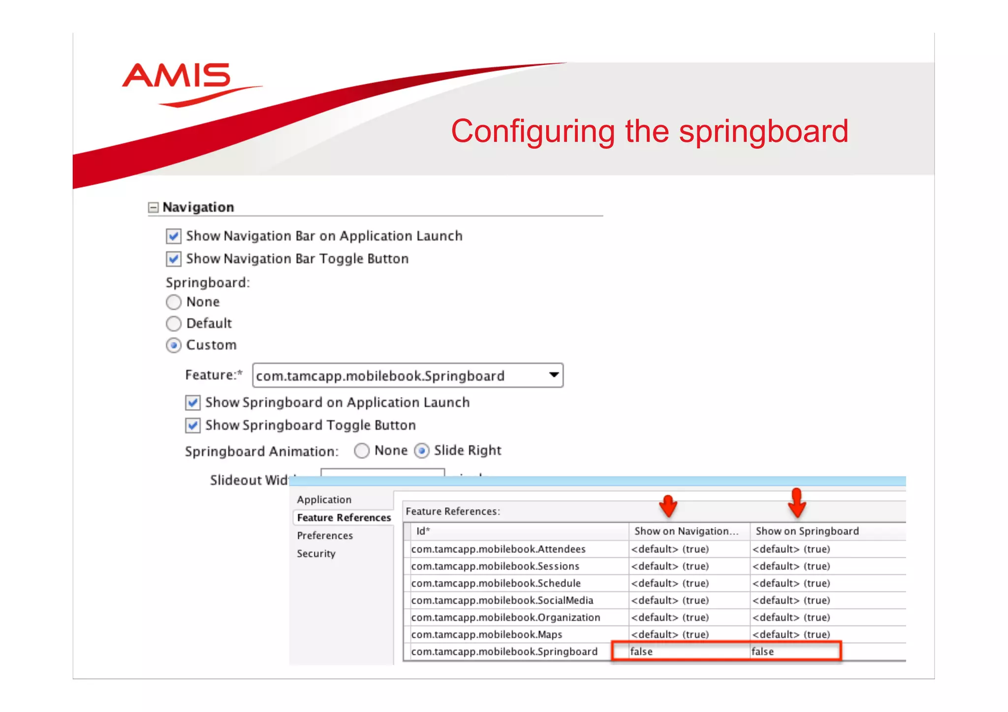Configuring the springboard
 