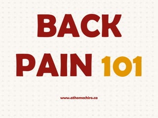 BACK
PAIN 101
www.athomechiro.ca
 