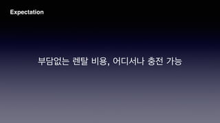 Expectation
부담없는 렌탈 비용, 어디서나 충전 가능
 