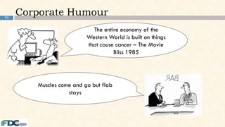 95
Corporate Humour
The entire economy of the
Western World is built on things
that cause cancer – The Movie
Bliss 1985
Muscles come and go but flab
stays
 