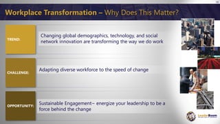 16
“Companies are running 21st-century businesses from
20th-century workplace practices and programs.”
Towers Watson
Global Trend #5 – Workplace Transformation
 