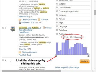 Limit the date range by
sliding this tab.
 