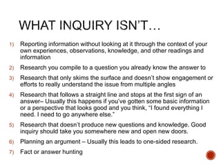 Inquiry Project Assignment Presentation | PPTX