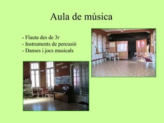 Aula de música - Flauta des de 3r - Instruments de percusió - Danses i jocs musicals 
