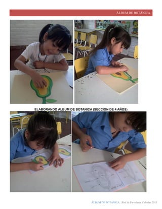 ÁLBUM DE BOTÁNICA.
ÁLBUM DE BOTÁNICA. | Red de Parvularia. Cabañas 2015
ELABORANDO ALBUM DE BOTANICA (SECCION DE 4 AÑOS)
 