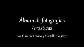 Álbum de fotografías
Artísticas
por Gamen Franco y Castillo Gustavo
 