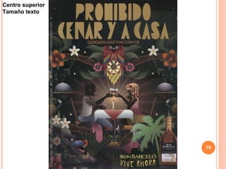 Centro superior Tamaño texto 