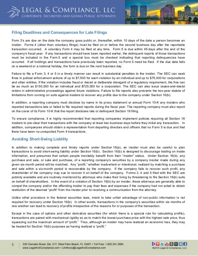 Legal Compliance Llc Whitepaper Section 16 Insider Reporting And