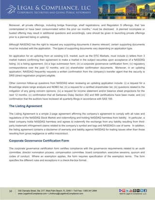 Nasdaq Filing Legal & Compliance, LLC- Whitepaper- NASDAQ Listing Requirements | PDF