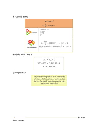 116 de 269
Primer semestre
d1) Cálculo de M22
e) Fecha focal Año 6
f) Interpretación
 