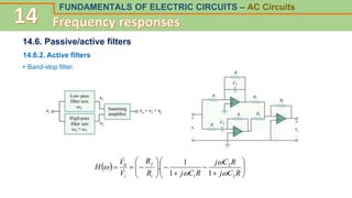 FUNDAMENTALS OF ELECTRIC CIRCUITS – AC Circuits
14.6. Passive/active filters
14.6.2. Active filters
+ Band-stop filter:
  






















R
C
j
R
C
j
R
C
j
R
R
V
V
H
i
f
i 2
2
1
0
1
1
1
.



 

 