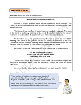 Analyze Connotation LC6_21st Century Lit (1).Philippine literature | PDF