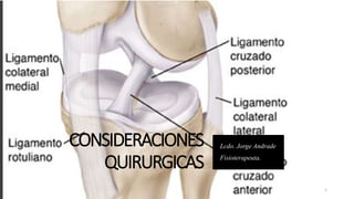 CONSIDERACIONES
QUIRURGICAS
Lcdo. Jorge Andrade
Fisioterapeuta.
1
 