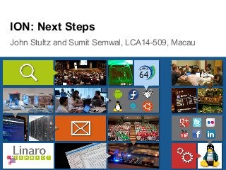 John Stultz and Sumit Semwal, LCA14-509, Macau
ION: Next Steps
 