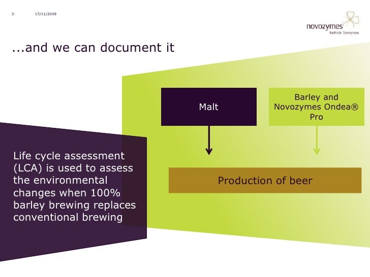 Life cycle analysis brewing with unmalted barley