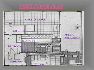 OPEN TERRACE
KITCHEN
RAMPART
bathroom
BEDROOM
BEDROOM
B. room
PUBLIC
AREA /saloon
FIRST FLOOR PLAN
 