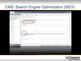 CMS: Search Engine Optimization (SEO)
 