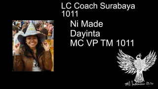 Ni Made
Dayinta
MC VP TM 1011
LC Coach Surabaya
1011
 