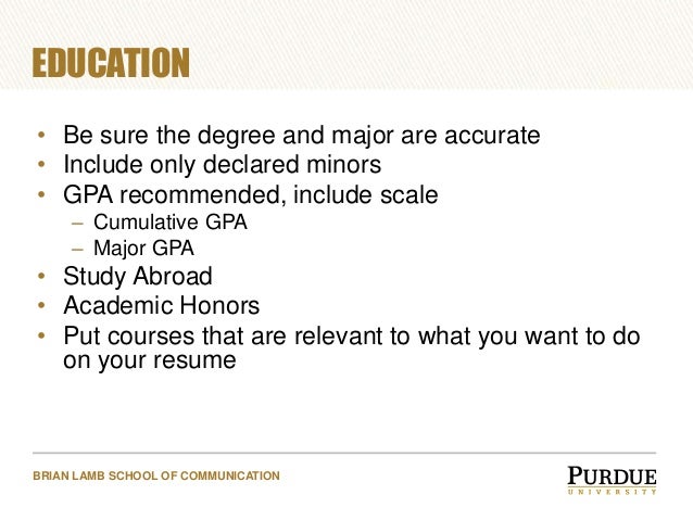 major gpa resumes