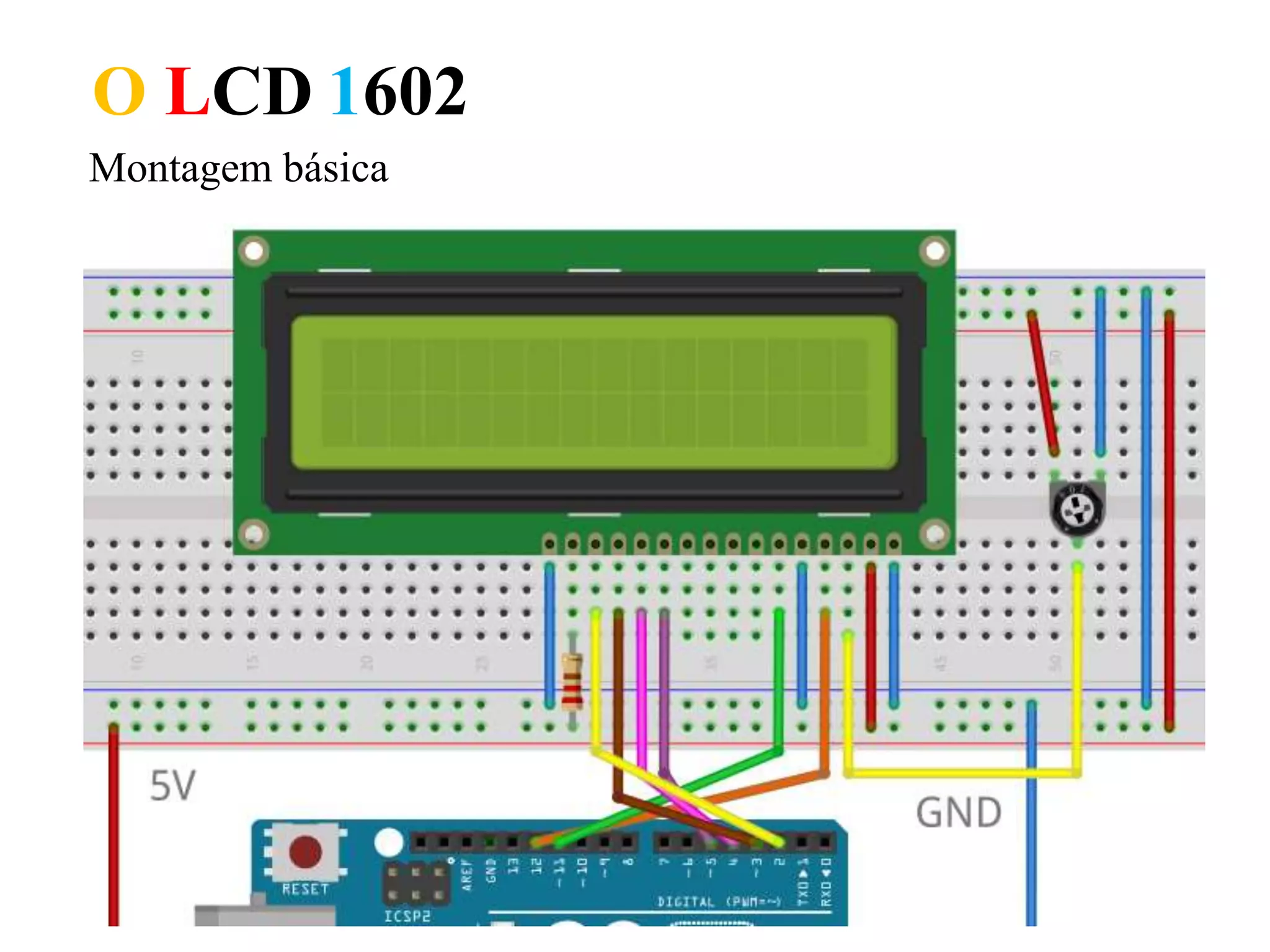 O LCD 1602
Montagem básica
 