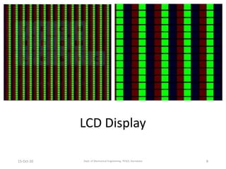 LCD Display
15-Oct-20 Dept. of Mechanical Engineering, PESCE, Karnataka 8
 