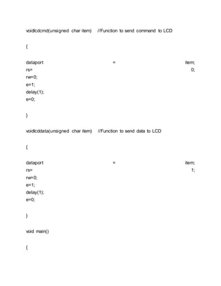 Lcd interfacing | DOCX