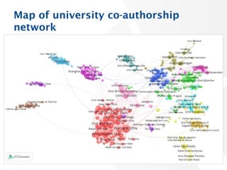 Map of university co-authorship
network
9
 