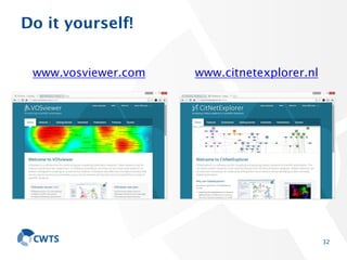 Do it yourself!
32
www.vosviewer.com www.citnetexplorer.nl
 