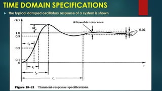 TIME DOMAIN SPECIFICATIONS
 The typical damped oscillatory response of a system is shown
 