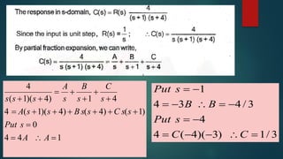 1
4
4
0
)
1
(
)
4
(
)
4
)(
1
(
4
4
1
)
4
)(
1
(
4


















A
A
s
Put
s
s
C
s
s
B
s
s
A
s
C
s
B
s
A
s
s
s
3
/
1
)
3
)(
4
(
4
4
3
/
4
3
4
1














C
C
s
Put
B
B
s
Put
 