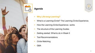 6
PUBLIC
© 2021 SAP SE or an SAP affiliate company. All rights reserved. ǀ
▪ Why Life-long-Learning?
▪ What is a Learning-Circle? The Learning.Circle.Experience.
▪ How the Learning.Circle.Experience. works
▪ The structure of the Learning Guides
▪ Getting started: What to do in Week 0
▪ Tool Recommendations
▪ Circle Matching
▪ Q&A
Agenda
 