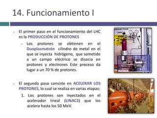 Posee distintas partes con funciones diferentes, cada una  especializada en detectar un tipo de partícula o propiedad.       Las  principales son:Dispositivo de seguimiento: detecta y muestra la trayectoria de una partícula. 
