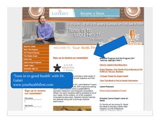 ‘Tune in to good health’ with Dr.
Galati
www.yourhealthfirst.com
 