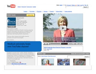 Medical university hosts
own YouTube channel
 