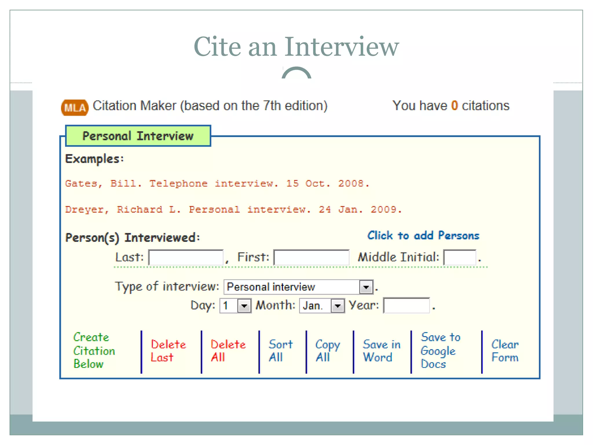 Cite an Interview
 