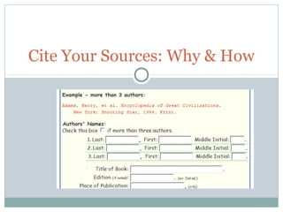 Cite Your Sources: Why & How
 