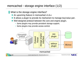 memcached - storage engine interface (1/2)

▐ What is the storage engine interface?
           An upcoming feature in memc...