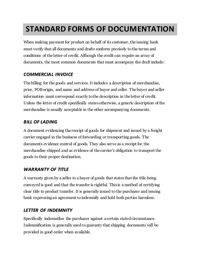 lc letter letter of indemnity