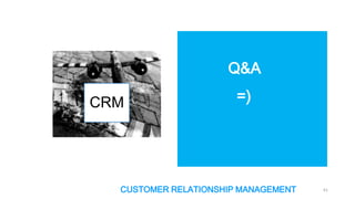 Q&A
CRM

=)

CUSTOMER RELATIONSHIP MANAGEMENT

61

 