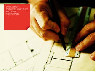 where design,
production, warehouses
and offices
are INTERFACED.
 