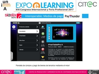 Pantalla de compra y pago de bienes de terceros mediante el móvil
Interoperable: Medios de pago Paythunder
 
