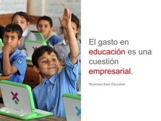 El gasto en
educación es una
cuestión
empresarial.
*Business Back Education
 