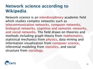 Network science according to
Wikipedia
Network science is an interdisciplinary academic field
which studies complex networ...