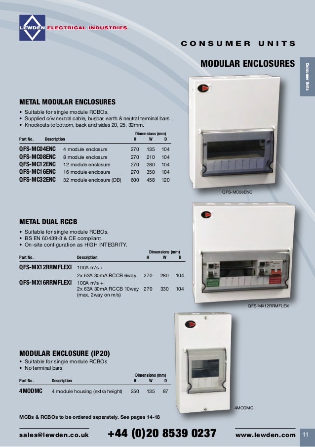 Lewden QFS-MB14 Insulated Consumer Unit with 100A Main Switch 12 Way