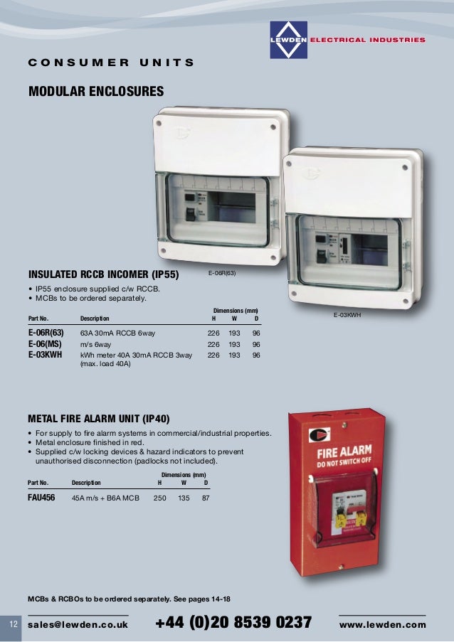 Lewden QFS-MB14 Insulated Consumer Unit with 100A Main Switch 12 Way