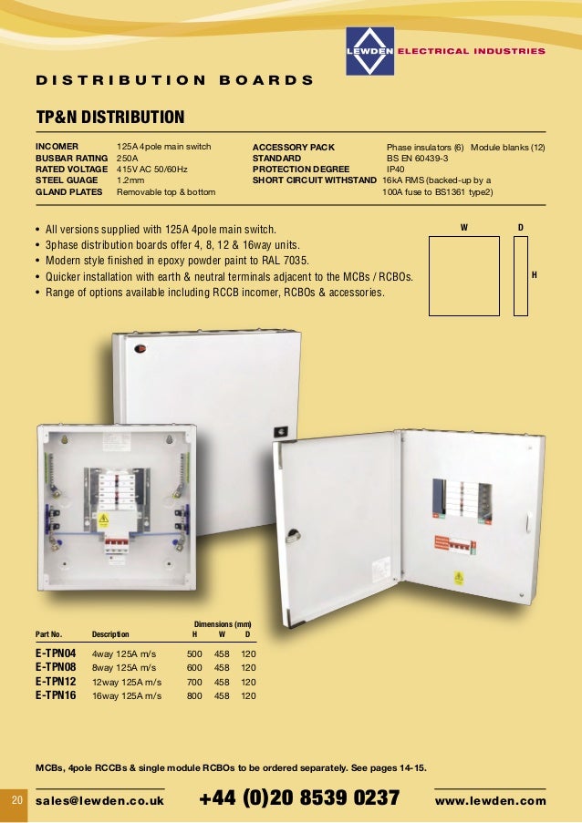 Lewden QFS-MB14 Insulated Consumer Unit with 100A Main Switch 12 Way