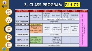 3. CLASS PROGRAM- G11 C2
S
W
F
R
E
 