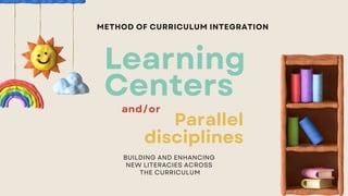 Learning
Centers
METHOD OF CURRICULUM INTEGRATION
Parallel
disciplines
and/or
BUILDING AND ENHANCING
NEW LITERACIES ACROSS
THE CURRICULUM
 