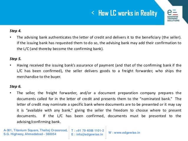Letter of Credit (LC) Presentation